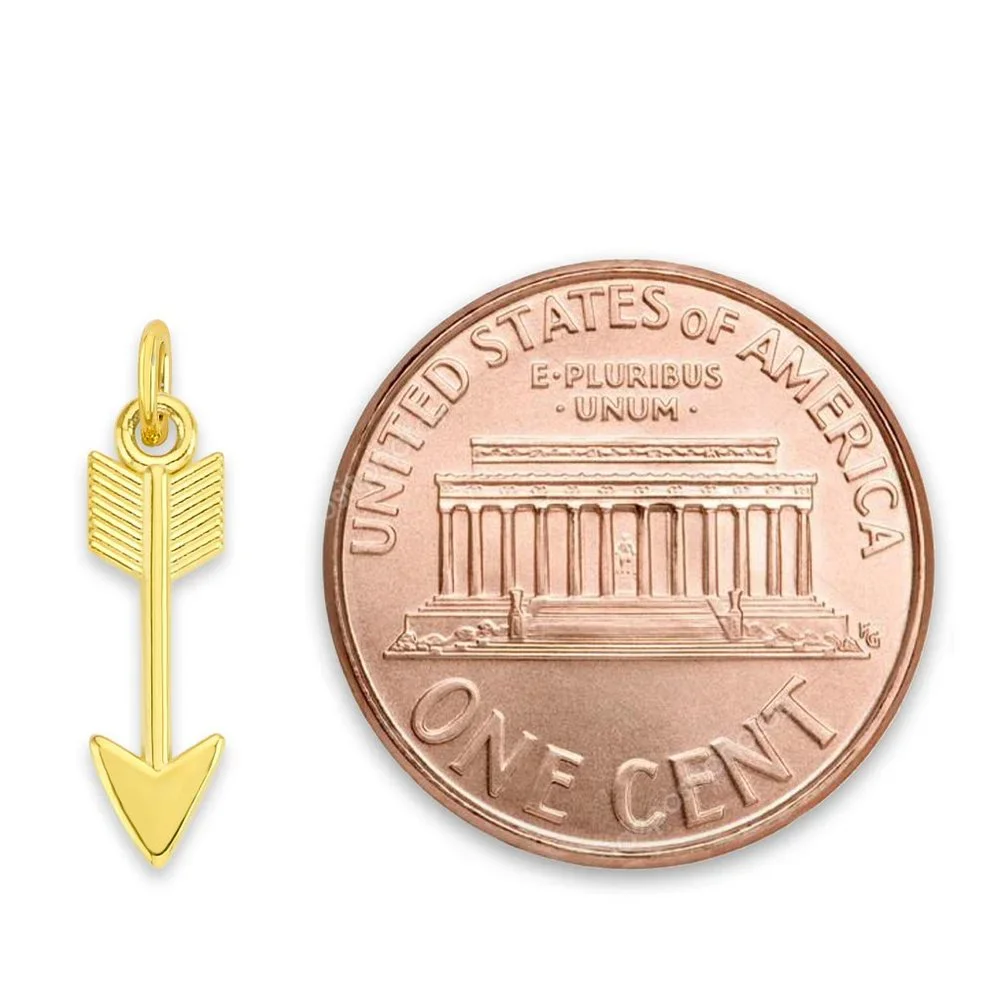 Solid 14k Gold Mini Arrow Charm for Bracelet - Symbolic Jewelry Gifts